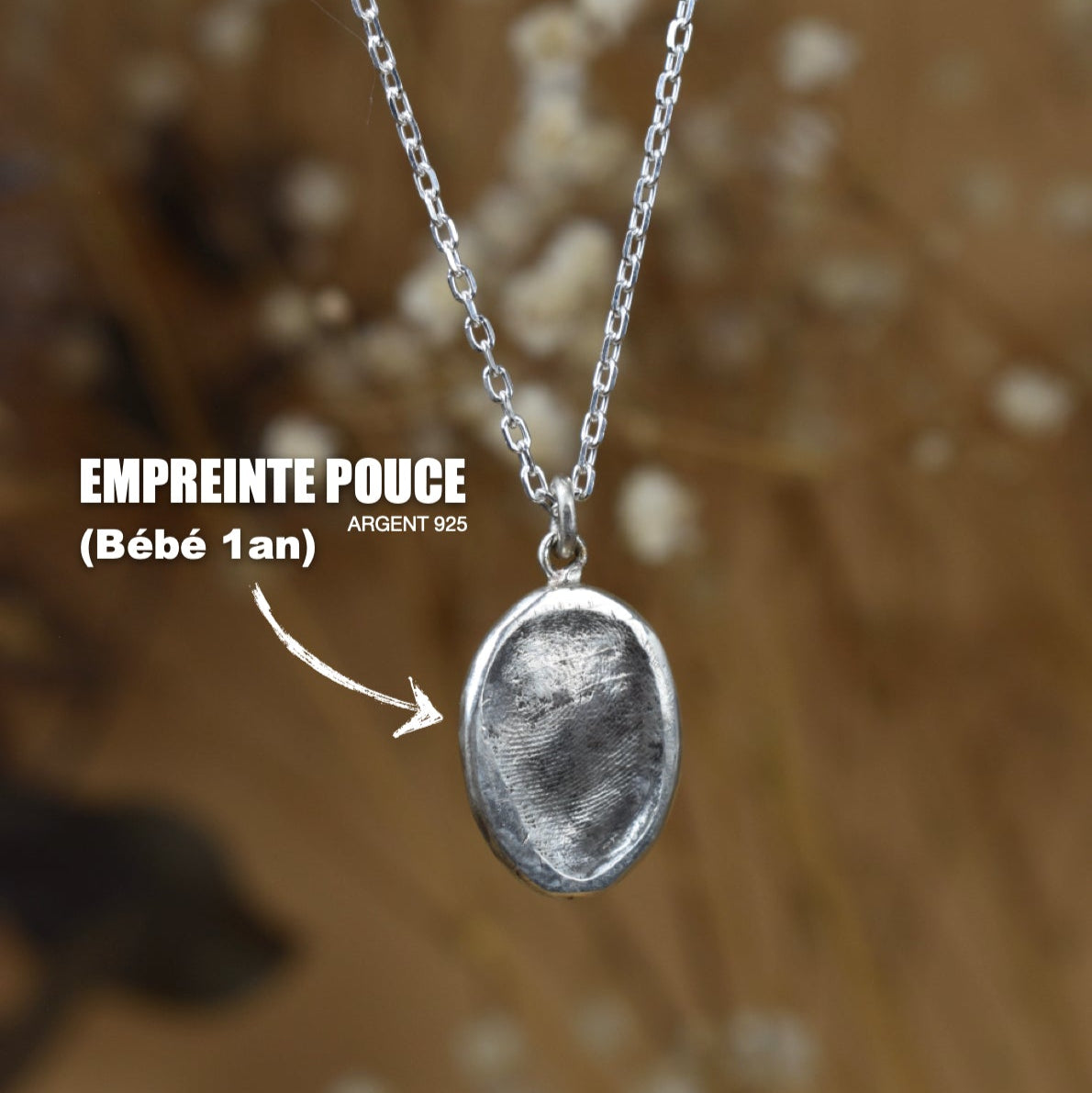 Pendentif empreinte bébé argent kit philoculus artisanal