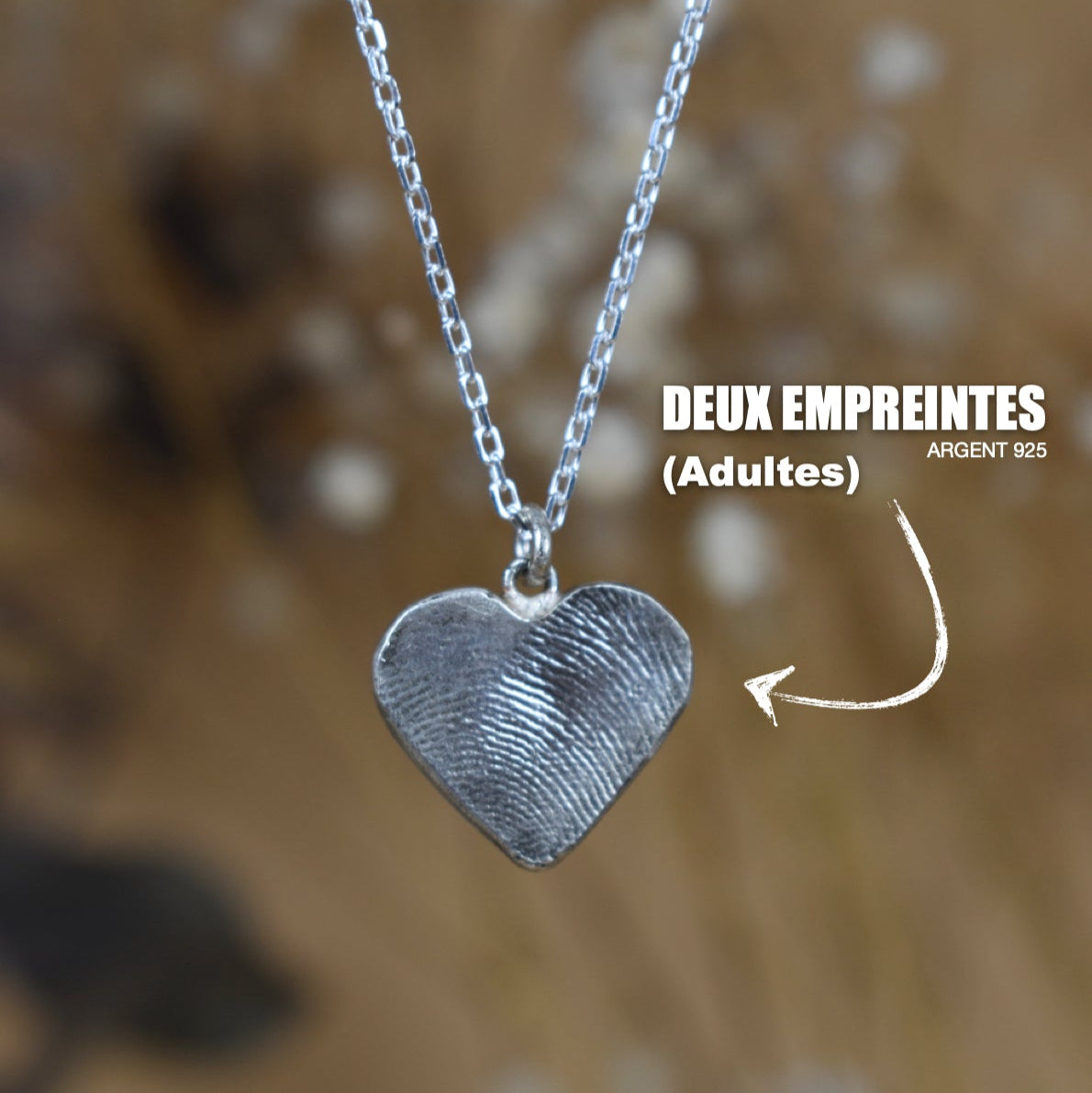 Pendentif empreinte digitale coeur argent kit philoculus artisanal
