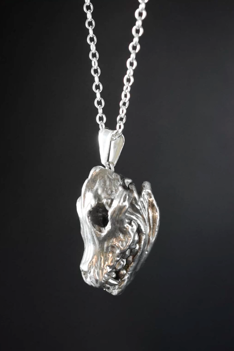 Pendentif crane de loup en argent philoculus lupus