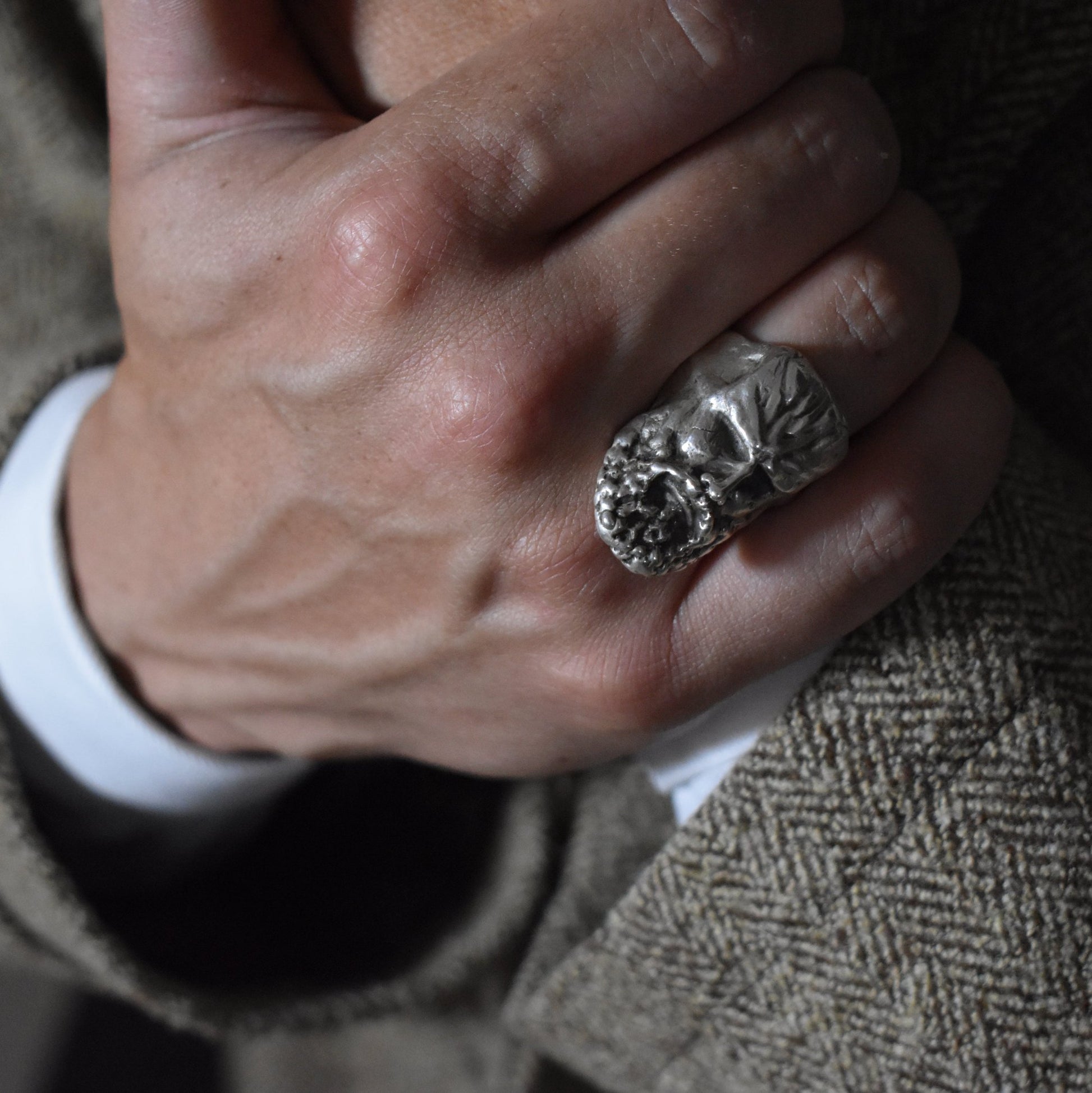 Bague en argent visage dieu celte toutatis artisanale philoculus