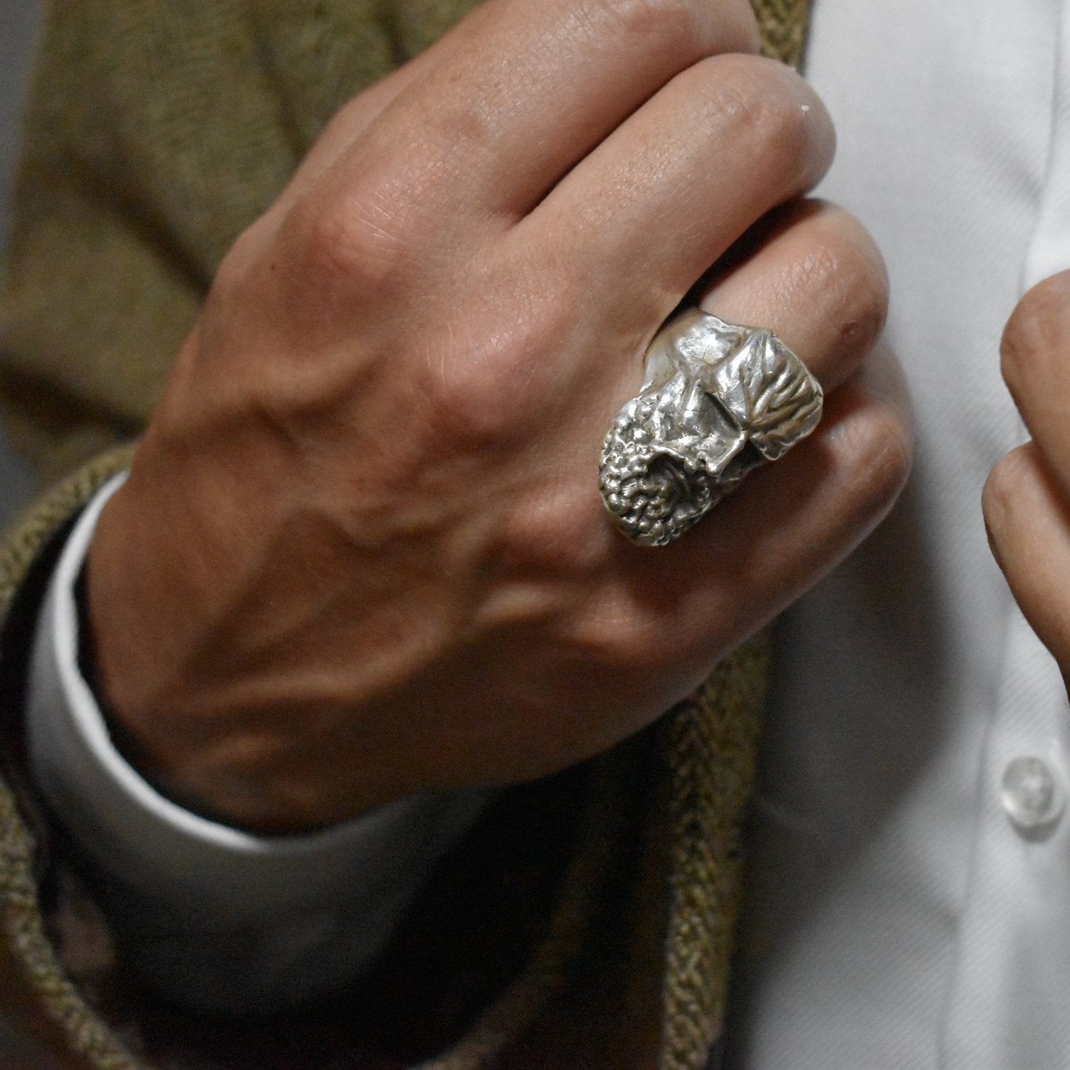 Bague en argent visage dieu celte toutatis artisanale philoculus