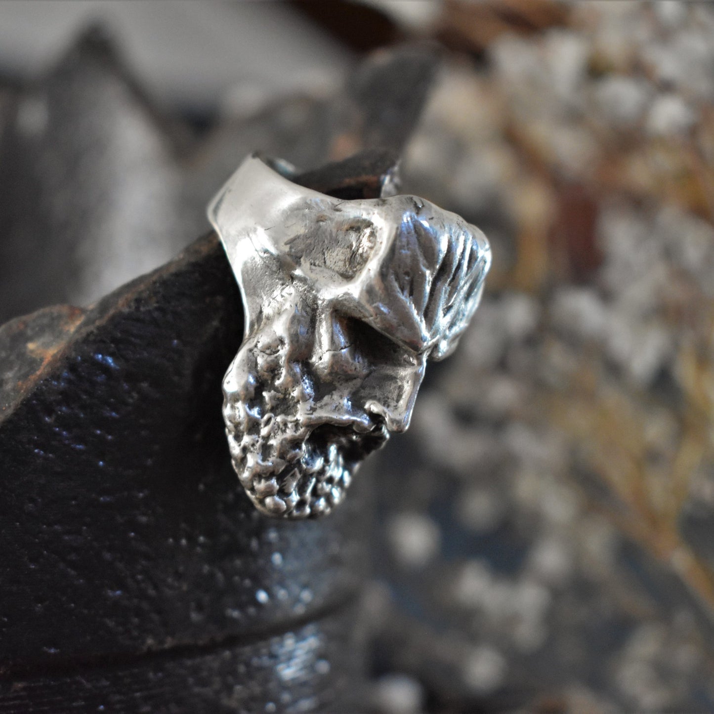 Bague en argent visage dieu toutatis artisanale philoculus