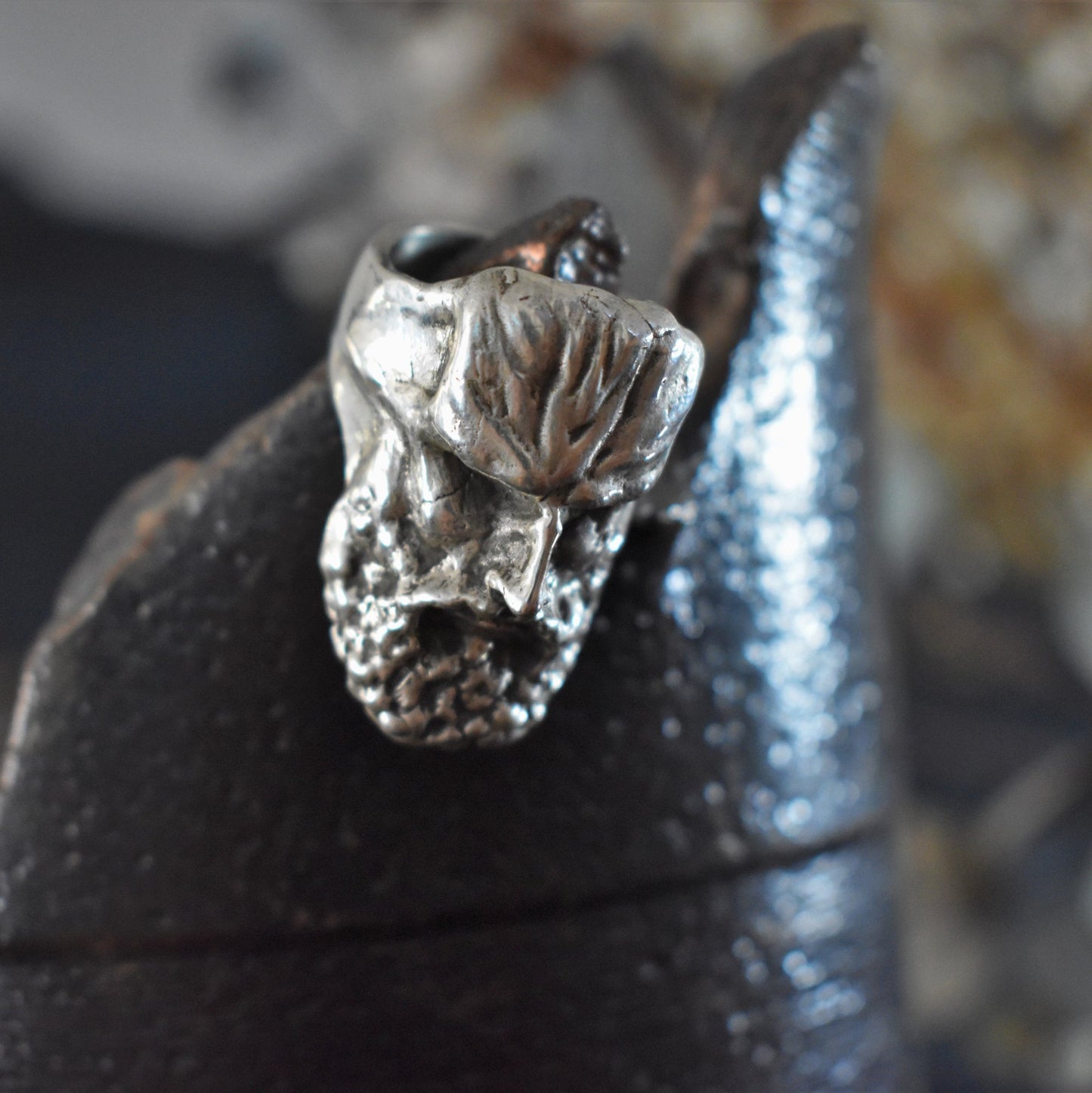 Bague en argent visage dieu celte toutatis artisanale philoculus