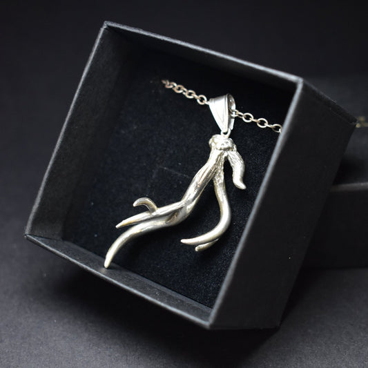 Pendentif bois de cerf en argent artisanal philoculus france